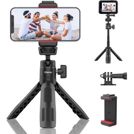 ULANZI M12 - Palo Selfie Extensible para cámara de acción, Soporte portátil para teléfono Celular Vlog con Soporte para teléfono y Adaptador cámara de acción, Mini Agarre de Mano