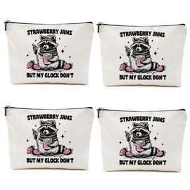CSHVJ 4PCS Raccoon Makeup Bag Sarcastic Humor Cosmetic Bag Funny Pun Animal Raccoon Gifts for Women Friends Sisters Bestie Coworkers Mom Christmas Birthday Gifts Travel Toiletry Bags