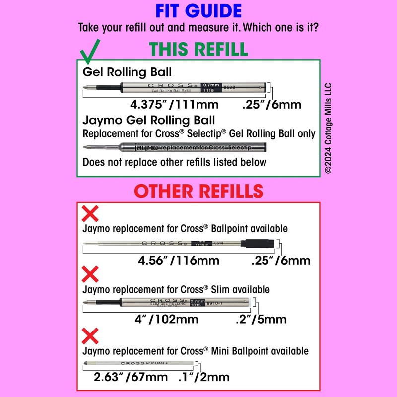 Jaymo Replacement for Cross Selectip 8521 - Measures 4.375 in