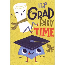 Designer Greetings It's Grad Party Time: Cute Smiley Face Diploma and Cap Package of 8 Juvenile Graduation Party Invitations for Boy