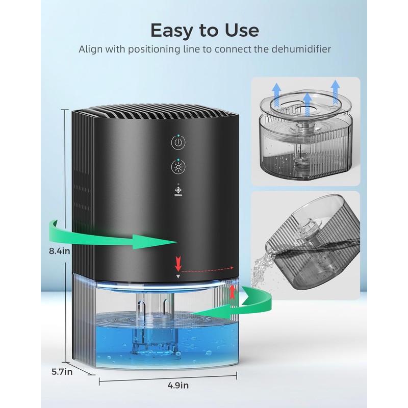 Dehumidifiers for Home, 33oz Dehumidifier for Bedroom with Auto Shutoff,