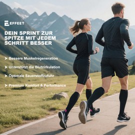 Effeet 2 Pairs of Compression Socks for Men and Women, Compression Socks, Support Stockings, Compression Socks for Flight, Travel, Running, Sports, Black, 39 - 42