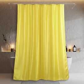 Yellow Gold Long Shower Curtain: 84 Inch Extra Luxury Elegant Metallic Shimmery Fabric Curtains for Bathroom Décor - Fancy Charming Romantic Bathroom Accessories & Gift Set for Holiday - 72x84