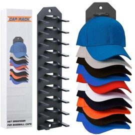 Baseball Cap Organizer, Wall Hat Rack, Hat Storage Display Holder, Holds Up to 10 Hats, Suitable for Door, Bedroom, Closet hanging minimalist Smooth Hangable Springtok Multicolor Decor Black:_Black