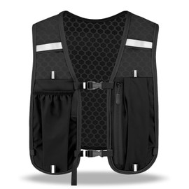 UIHRLM Lightweight Running Vest - Adjustable Running bag, Breathable Running vests with Reflective & Multi-compartment for Women Men Trail Running, Cycling, Hiking Marathons (Black)