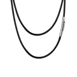 FaithHeart Collar Cuerda mujer cadena negra para hombre 2mm 16 Pulgadas collar cordon cuero hombre 40 cm Collar Fino Flexible Pareja cordon joyeria hombre