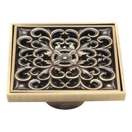 Desagüe Coladera Cuadrado De Laton Vintage Flor