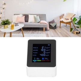 Luftqualitätsmonitor CO2-Messgerät, Multifunktionales 6-in-1-CO2-Messgerät Luftqualitätsmonitor Temperatur PM2,5 TVOC HCHO-Detektor USB-Aufladung, Test der Innenverschmutzung und