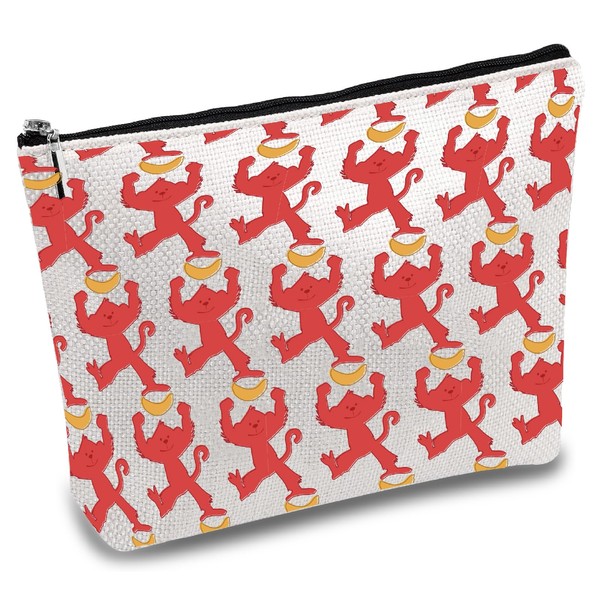 CREATCABIN Red Monkey Makeup Bags Canvas Cosmetic Bag Dancing Monkey