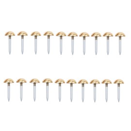 dophee 20Pcs Vintage Style Solid Pure Brass Upholstery Nails Studs Thumb Tacks Push Pins Fasteners for Furniture Sofa Carpet Door Decoration, Gold, 12mm