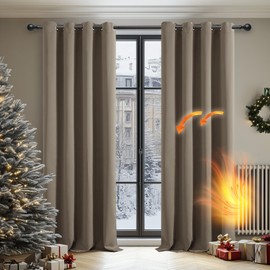 Deconovo Deconovo Super Soft Solid Thermal Insulated Blackout Curtains for Bedroom Eyelet 55x96 Inch Two Panels Taupe