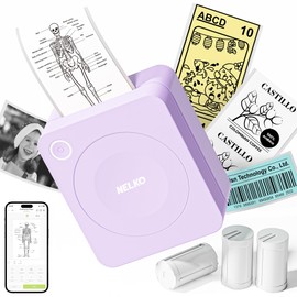 Nelko Sticker Printer, PM230 Print Pod Mini Printer Bluetooth Portabel Sticker Maker with 3 Rolls Paper, Print Pods Mini Printer with Multiple Templates for Phone & Tablet, Purple