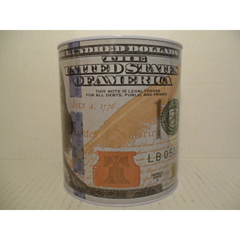 NEW 100 Dollar Bill Saving Tin Piggy Bank Benjamin Franklin