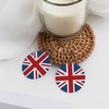 Uk Flag Faux Leather Earrings For Women Lightweight Round Dangle