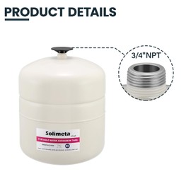 Solimeta 4.5 Gallon Potable Water Expansion Tank with Adjustable Wall Bracket & Gas Water Heater Installation Kit (24" Stainless Steel Hoses 3/4" FIP + 24" Gas Connector)
