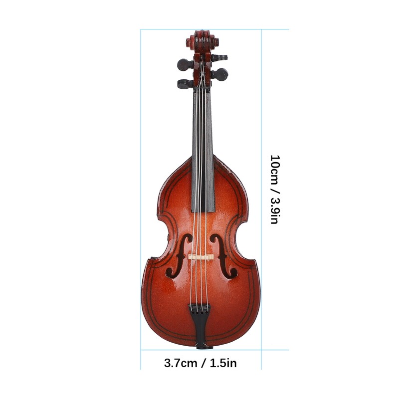Mini Bass Ornaments Wooden Small Musical Instrument Model Home Decoration