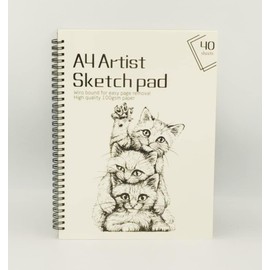 Artist Sketch Pad, Spiral Bound Sketch Paper for Artists, Ideal for Studio, School or Home, 100gsm Drawing Paper, Puppy, 40 Sheets, Kitten