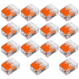 15 Pcs Automatic Terminals Cable Connection Terminal Block Electrical Terminals Cable Connector Through Connector 2 Conductor