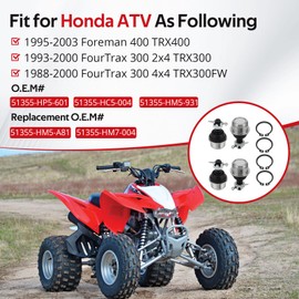 Upper & Lower Ball Joint Kit for Honda FourTrax 300 Foreman 400 TRX300 TRX400 4Pcs OEM# 51355-HP5-601 51355-HC5-004 51355-HM5-931