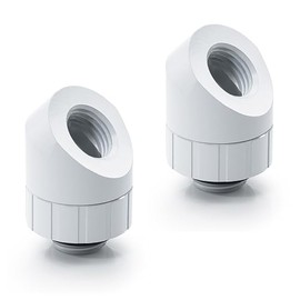 Bitspower Artemis Rotary 45-Degree Extender, Arctic White, 2-Pack, TR-BPM-AT45R-WH-2P