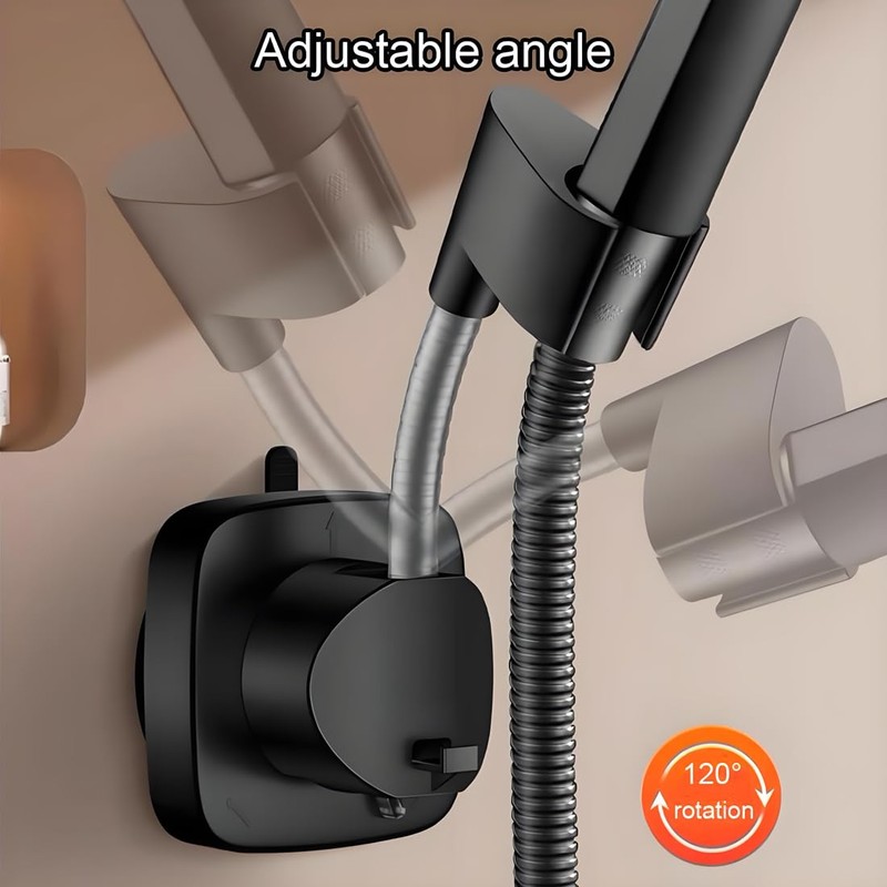 Suction Cup Shower Head Holder - Angle Adjustable Spring Arm,