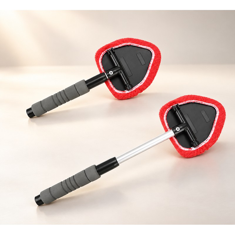 Telescopic Microfiber Windshield Cleaning Tool with Reusable Pad and Replacement
