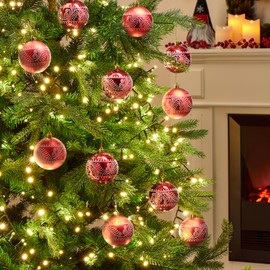 com-four® 6 x Christmas Baubles, Shatterproof Plastic Christmas Tree Decorations for Christmas Tree with Pendant