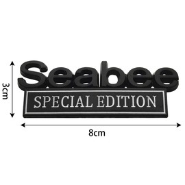 BESULEN 2PCS Seabee Edition Emblem Car Decals, 3D Metal Letters Badge Sticker for Auto Fender Trunk Tailgate, Car Accessories, Armed Force Military Adhesive Decal for SUV Truck Laptop (Black/White)
