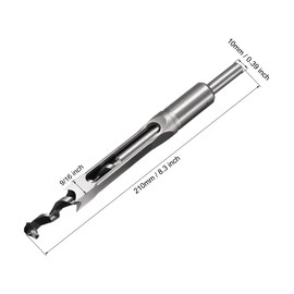 uxcell Square Hole Drill Bits for Wood 9/16" x 210mm Mortising Chisel Bit Auger Spur Cutter Tool for Woodworking Carpentry Drilling Tool