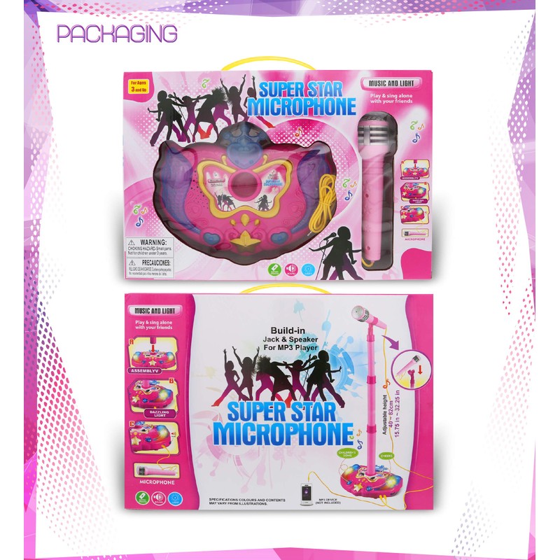 Mozlly Super Star Kids Karaoke Machine with Microphone Stand Playset