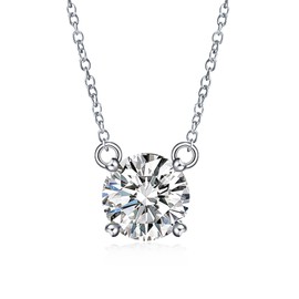 MILAKOO April Birthstone Necklace White Crystal Pendant Charms Choker for Women S925 Sterling Silver