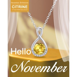 Infinity Necklace, Citrine Necklace, Birthday Gifts for Her, Girlfriend Birthday Gifts, Birthday Gifts for Women, Womens Birthday Gifts, Women Gifts for Birthday, 30th Birthday Gifts for Her, Girlfriend Birthday Gifts