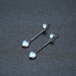 Moonstone Earrings for Women 925 Sterling Silver Mermaid Tail Heart Swirl Celtic Earrings Moon Tone Jewelry Gifts, Sterling Silver