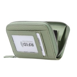 ILIYAH Women's Wallet Genuine Leather RFID Blocking Large Capacity Ladies Wallet Wristlet Clutch Card Holder Small Ladies Purse with ID Window（Green）