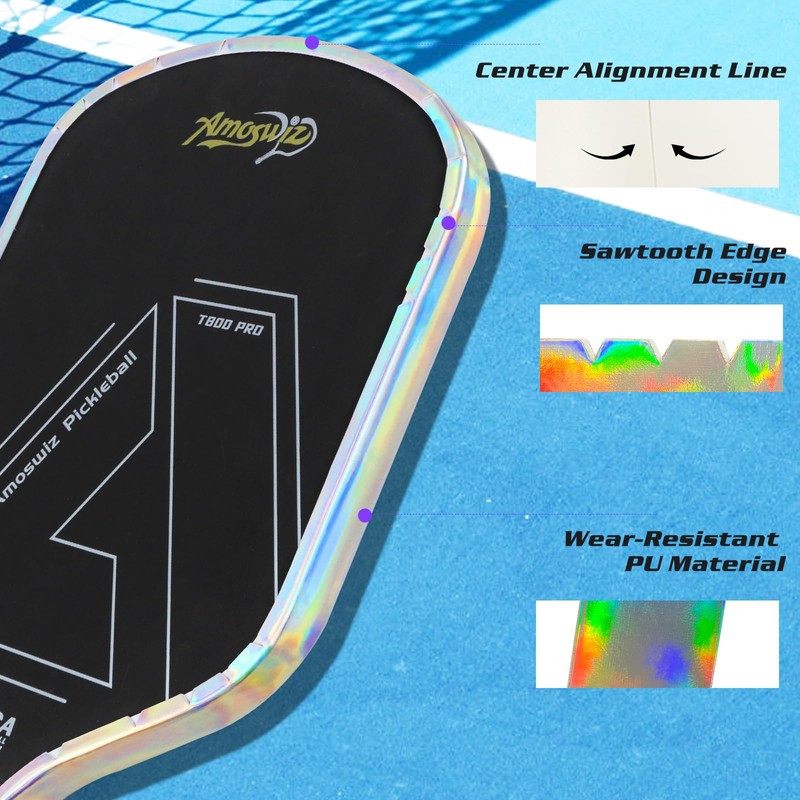 Amoswiz Pickleball Edge Guard Tape, Laser Silver Pickleball Protection Tapes