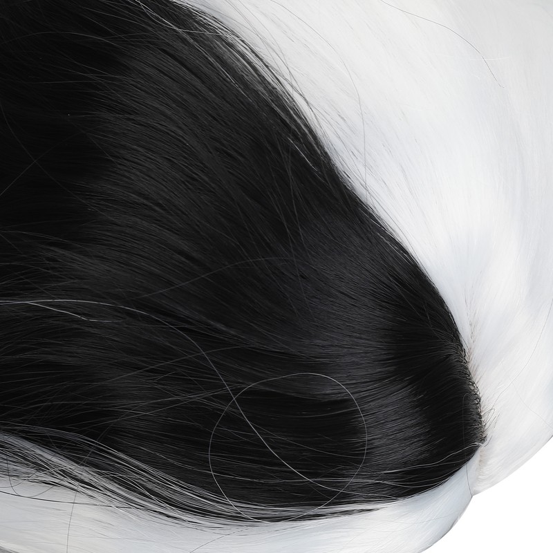 Black and White Short Wavy Wig Women Cosplay Party Shoulder