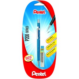 Pentel P207 Mechanical Pencil 0.7mm Fixed Guide Tube 4mm Blue + Pencil Case