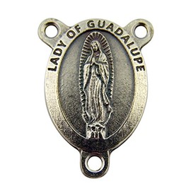 Lumen Mundi L&M Silver Toned Base Catholic Patron Saint Pray for Us Rosary Centerpiece, 1 Inch (Our Lady of Guadalupe) …