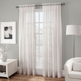 Platinum Collection Crushed Voile 108" L, 1 Sheer Rod Pocket Panel - White