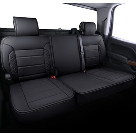 LUCKYMAN CLUB Chevy Silverado/Sierra X04-S3 Seat Covers, Fit 2007-2013&2019-2026 1500/2008-2014&2020-2026 2500 HD/3500 HD Crew Cab with Water Proof Faux Leather (Rear only, Black)
