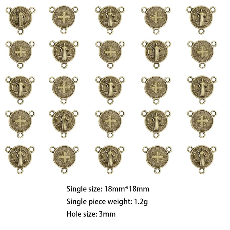 lulucross 50pcs Small Saint Benedict Round Center Medal Catholic Religious