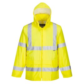 Portwest H440 Men's Waterproof Hi Vis Rain Jacket - Reflective Lightweight Safety Workwear with Pockets and Hood Yellow, 7X-Large