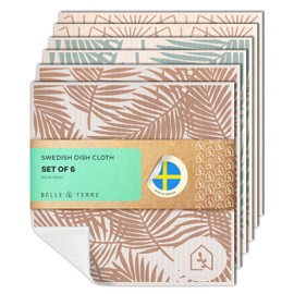 Swedish Dish Cloths for Kitchen - Reusable Dishcloths for Washing Dishes - Each Cellulose Dish Cloth Replaces 15 Rolls of Paper Towels and is More Absorbent than a Sponge - Dishcloth Set of Six
