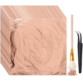 Cunhill 200 Pcs Gold Leaf Sheets for Art Foil Paper Leaf Art Foil Sheets Gilding Brush Thin Paper Craft for Painting Gilding Crafting Decoration,5.5 x 5.5 Inches (Rose Gold)