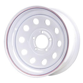 Premium Service 14x5.5 5 on 4.5 Modular Steel Trailer Wheel - White with Pin Stripes