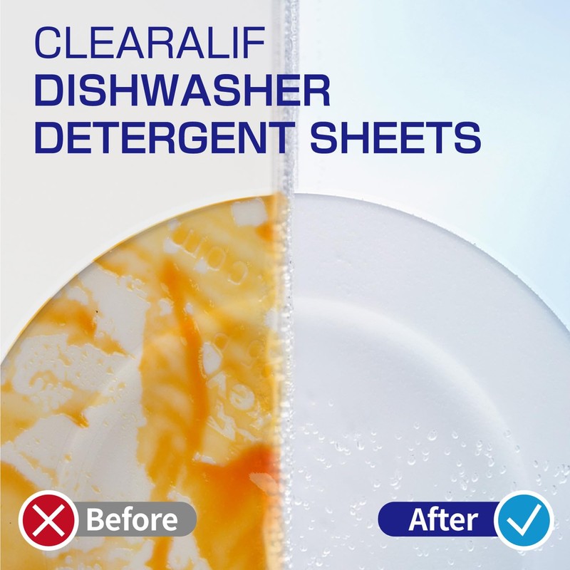 CLEARALIF Dishwasher Detergent Sheets, Lemon Scent, Up To 160 Loads,
