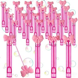 24 Pcs Pink Bow Bubble Wands - Princess Themed Bubble Makers, Piñata Stuffers & Goodie Bag Fillers for Birthday Party Favors, Bridal Shower Decor, Wedding Supplies & Outdoor Activities