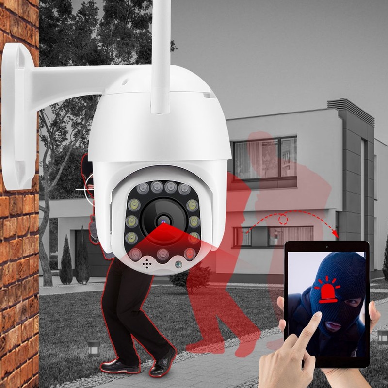 2.5in 1080P 13LED WiFi PTZ Dome Security Camera Outdoor IP65