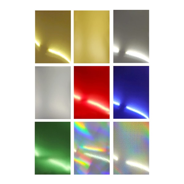 3498 PPLS Metallic Paper, Special Paper, Business Card, A4, Assorted, 9 Types x 2 Sheets, 18 Sheets