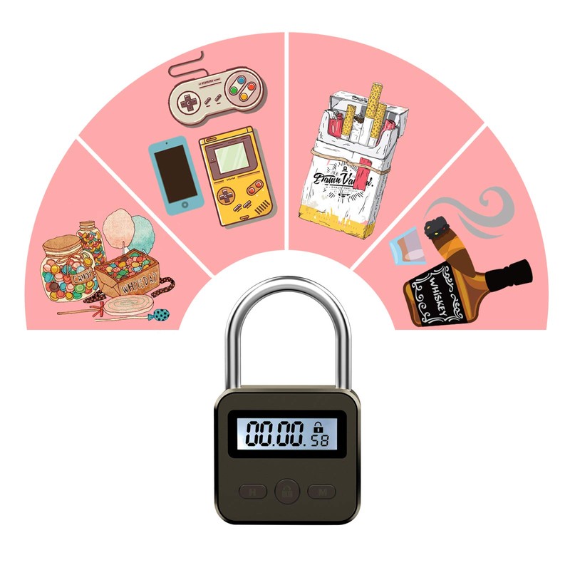 Metal Time Padlock - Multi-Function Timer Lock 99 Hours Max